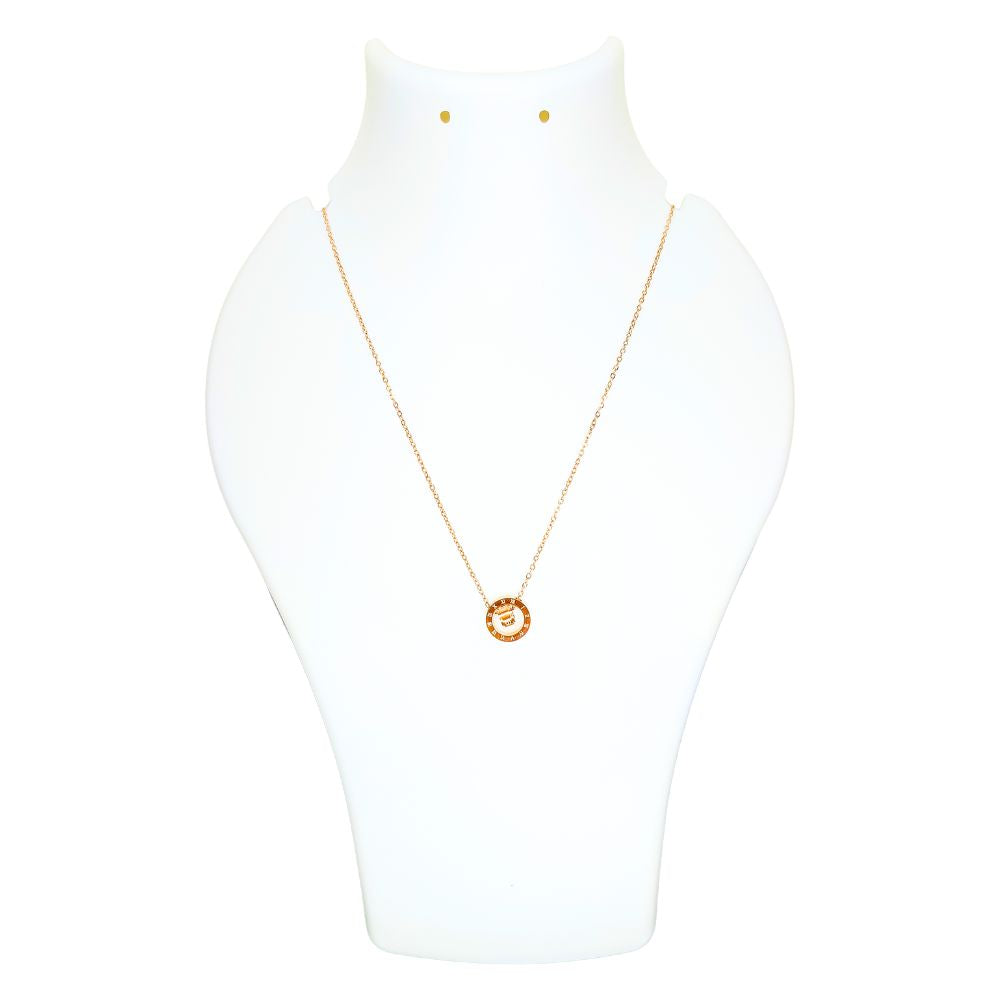 Anti Tarnish Rose Gold Chain With Engraved Roman Numerals Pendant For Girls & Women