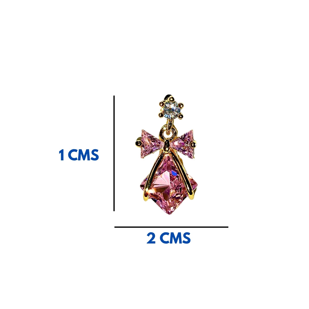 92.5 Sterling Silver Plating Elegant Pink Bow Drop Earrings