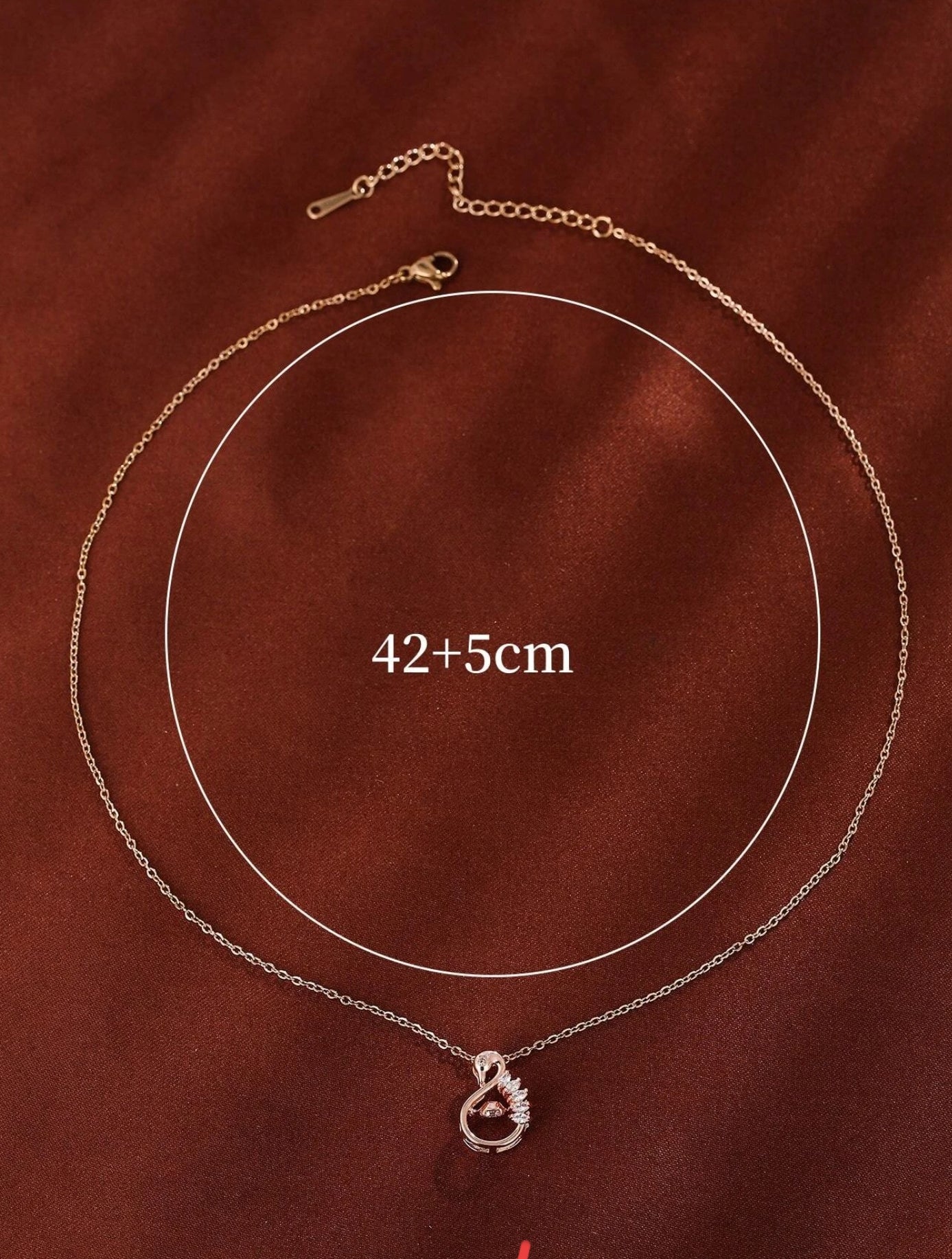 Dancing Diamond Swan Shape Pendant With Chain - Rose Gold