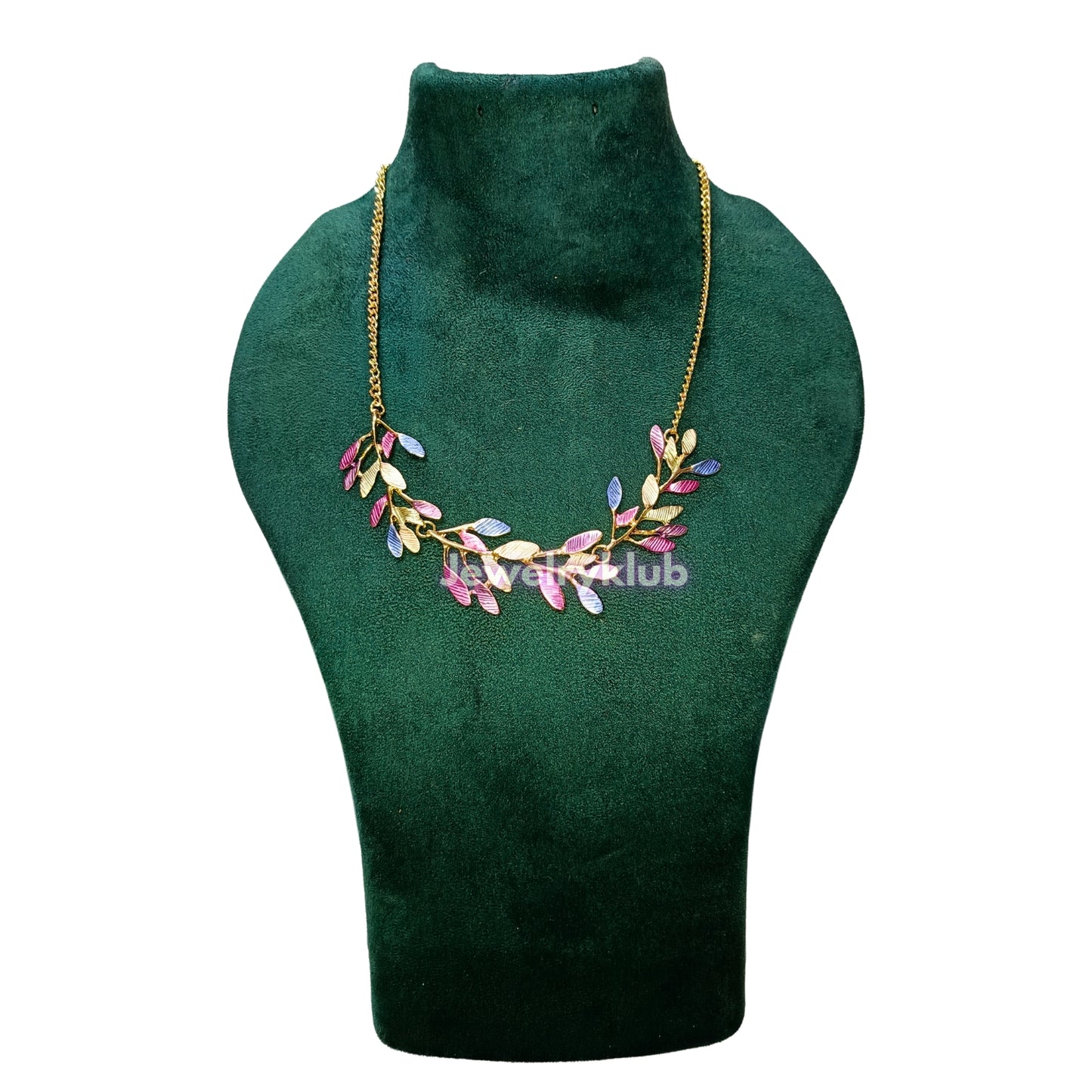 Jewelryklub Fancy Stylish Colourful Leaf Themed Pendant Necklace Neckchain Accessories For Everyday Wear For Women Mix Colors