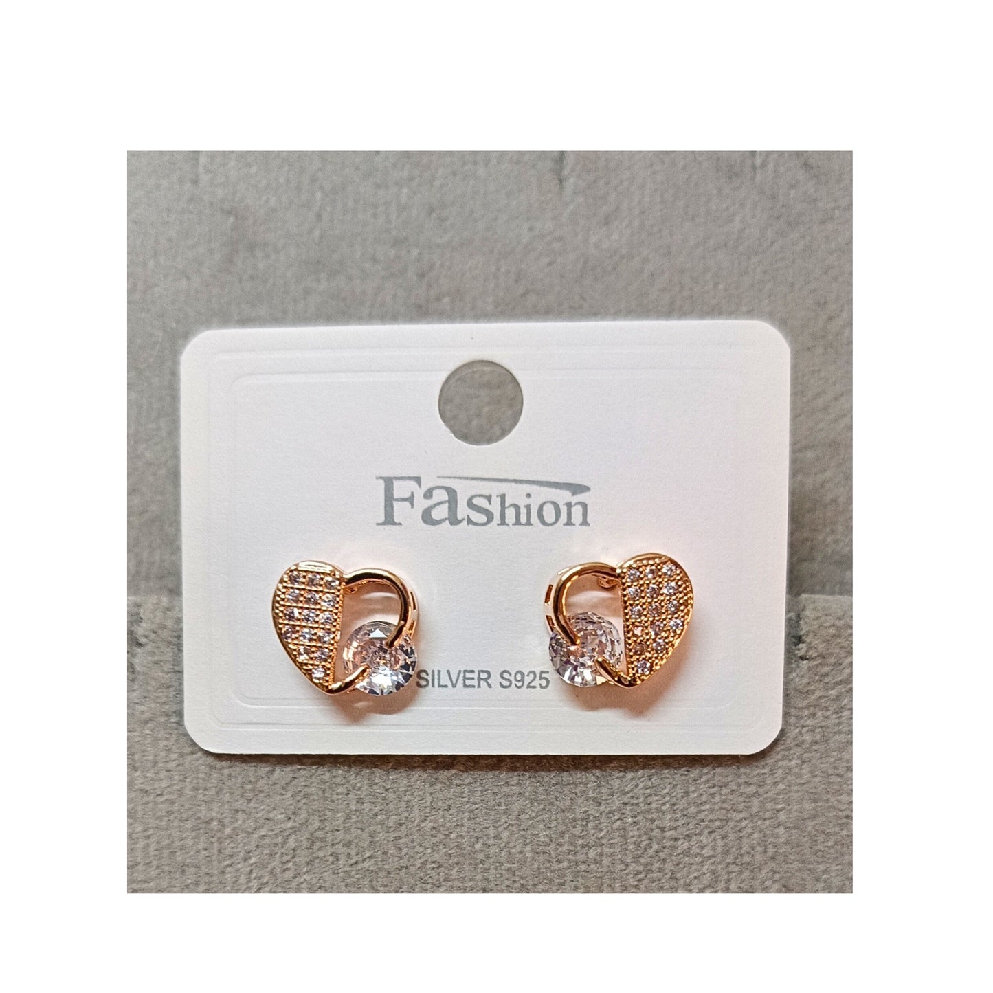 92.5 Sterling Silver Rose Gold Heart Lock Stud Earrings – Love with a Sparkle ✨🔒❤️
