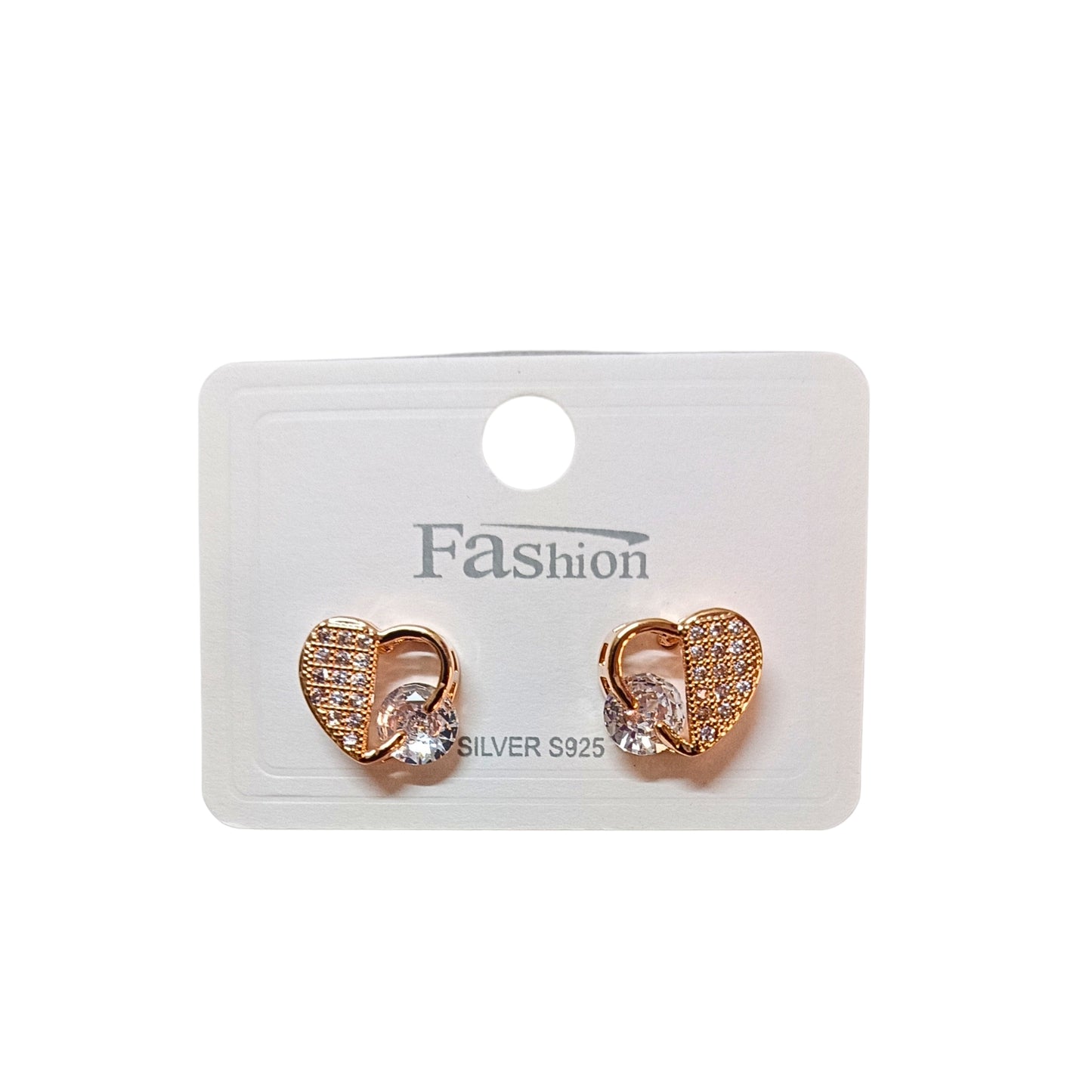 92.5 Sterling Silver Rose Gold Heart Lock Stud Earrings – Love with a Sparkle ✨🔒❤️