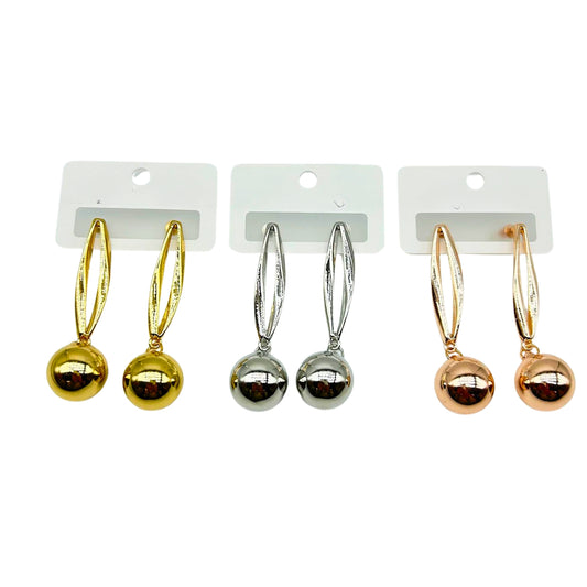 Combo Of 3 Pairs Gold, Silver & Rose Gold Plated Premium Quality Trendy Earrings For Women & Girls