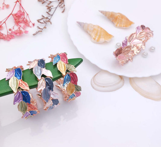 Fancy Leafy Stretchable Bracelet (Rose Gold Plating) - Colors Available.